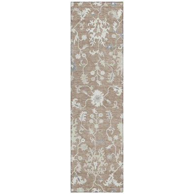 Machine Washable Indoor/Outdoor Xhevrie Taupe Rug
