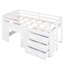Lit mezzanine simple en bois massif blanc avec armoire et tablette pour armoire / tablette polyvalente-600402150
