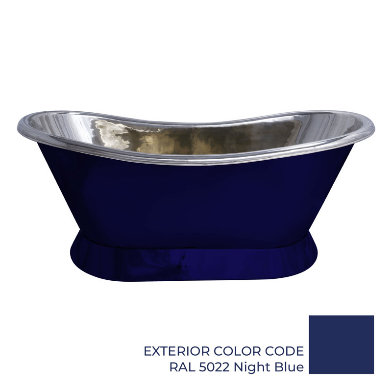 1680mm x 725mm Soaking Copper Bathtub, Nickel
