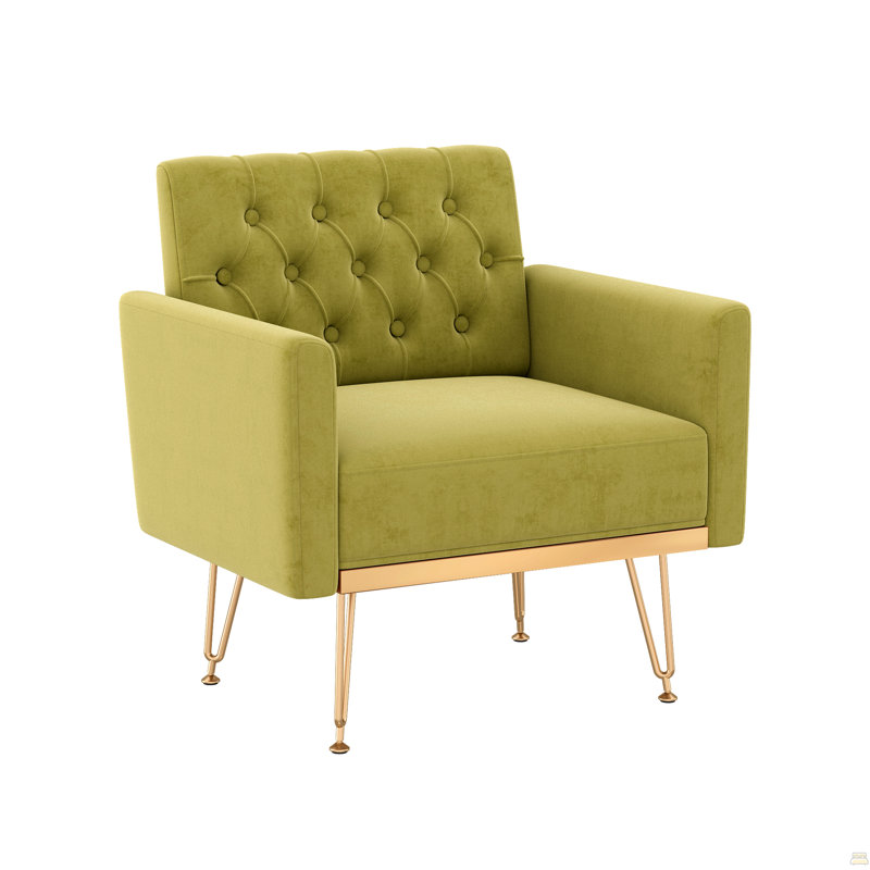 Fauteuil en velours capitonné avec canapé moderne, Vert