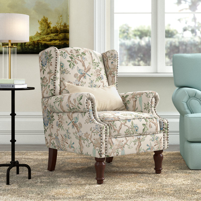 Fauteuil d'appoint à oreilles rembourré Anndi, Polyester oiseau