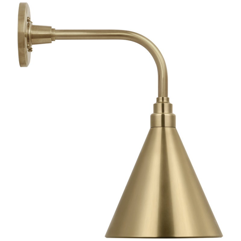 Thomas O'Brien 1 - Light Outdoor Barn Light, Hand-Rubbed Antique Brass, Hand-Rubbed Antique Brass, 17.75" H x 9" W x 15" D