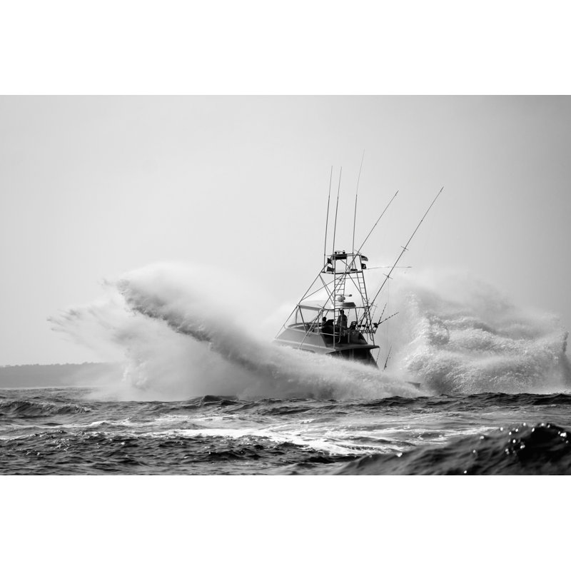 Boat Crashing Through Waves - Wrapped Canvas Print, 30cm H x 46cm W x 3.8cm D