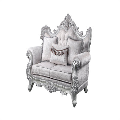 Melrose Traditional Loveseat Champagne With Silver Brush