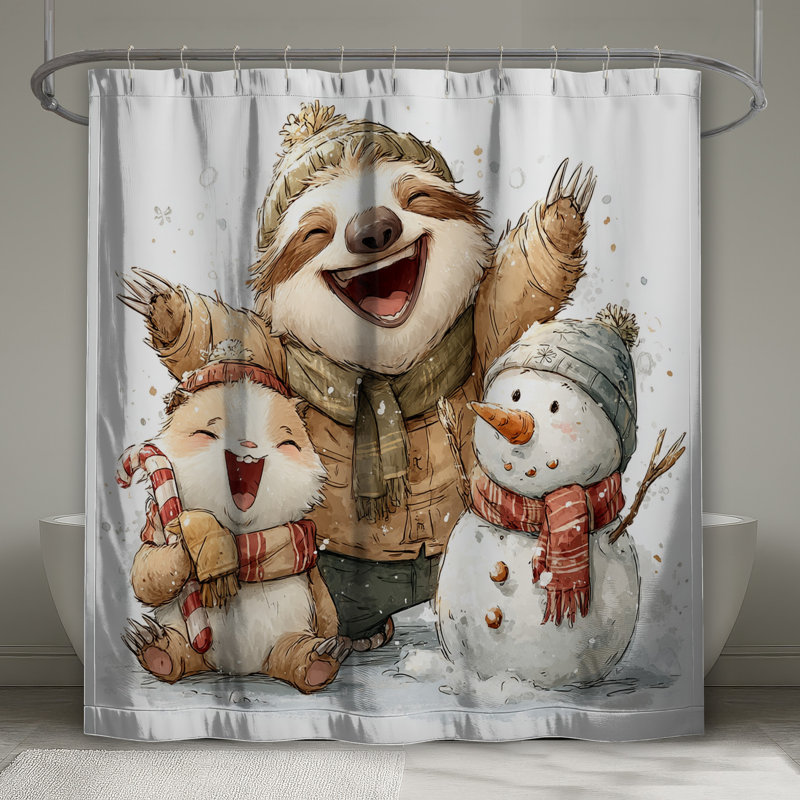 Mignon paresseux rideau de douche Snowman, L 70 po x H 84 po