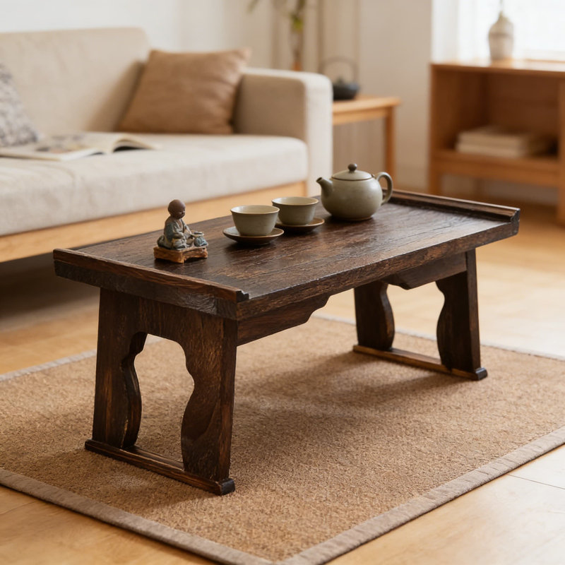 Table pliante en bois pour bureau d'ordinateur portable et plateau de lit, table de plancher portative multifonctionnelle pour le travail, la salle à manger et la méditation