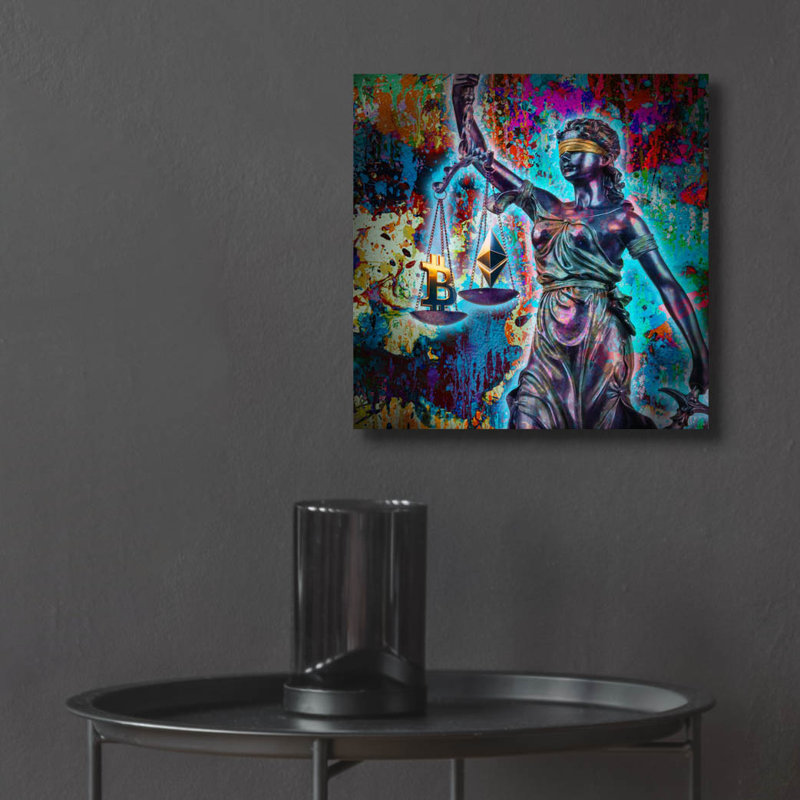 «Crypto Is Justice», art mural en verre acrylique, H 12 po x l 12 po