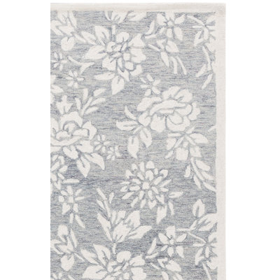 Jardin 758 Hand Tufted Wool/Cotton Floral Rug in Grey/Ivory