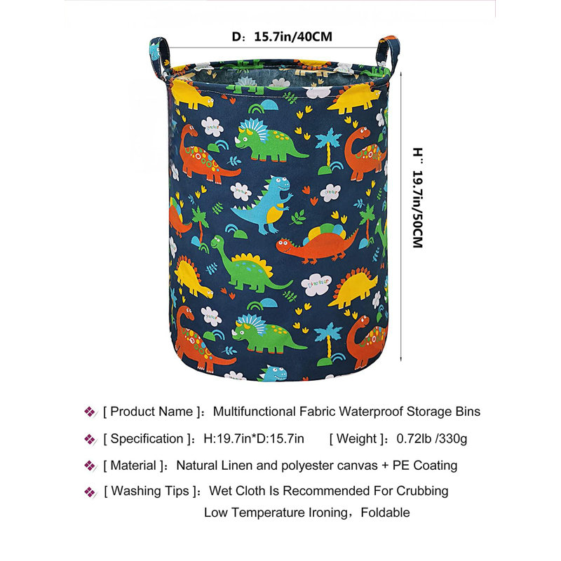 Grand panier à linge pliable (dinosaures de forêt)