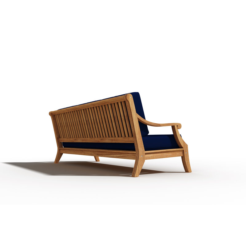 Adrien 4-Piece Teak Outdoor Patio Set with Navy Cushions