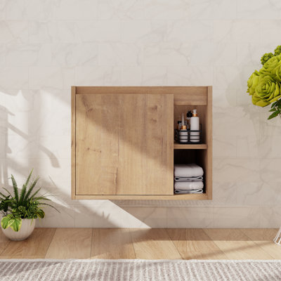 24" Wall Mounted Bathroom Vanity Base With 1 Door And 1 Shelf