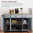 54Inch Large Kitchen Island With Rubber Wood Drop Leaf, Embossed Texture Rolling Kitchen Cart On 4 Wheels With 4 Doors And 3 Drawers, Kitchen Island With Storage For Kitchen, Dining Room,Grey Blue-1169997200