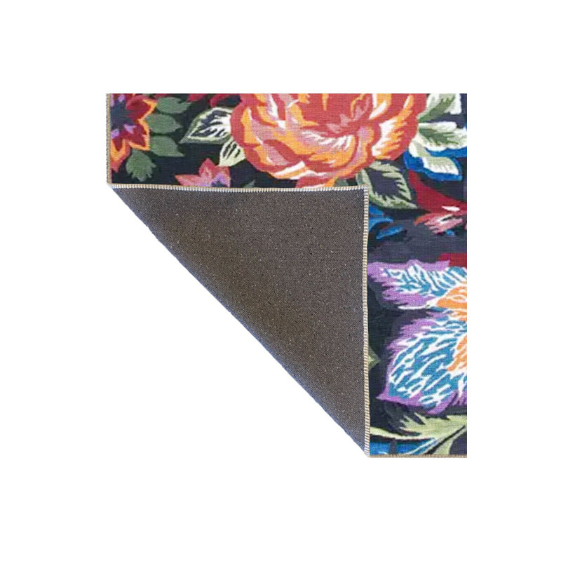 Tapis décoratif moderne et floral foncé multicolore à motif floral rose lavable à la machine