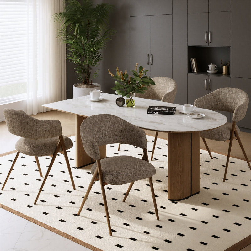 Chaise de salle à manger rembourrée avec accoudoirs en métal et dossier, Vert