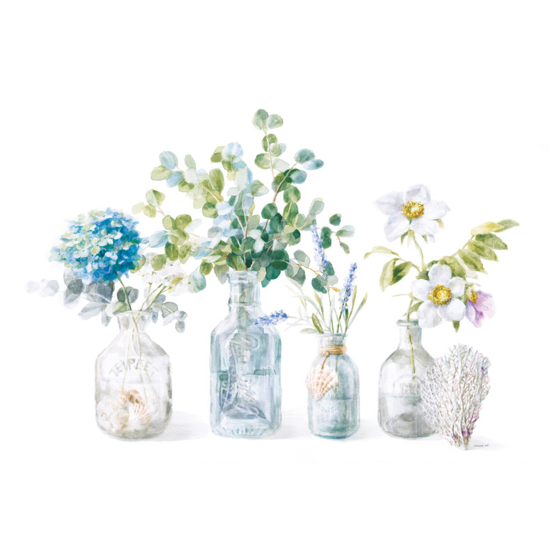 Beach Flowers I by Danhui Nai - No Frame Painting on Canvas, 61cm H x 91cm W
