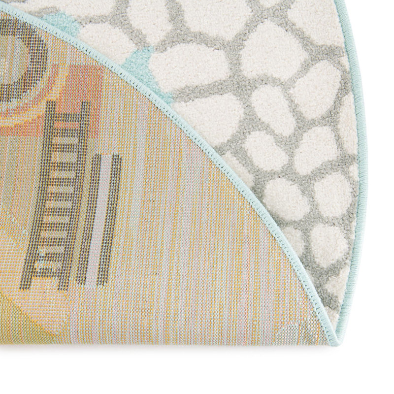 Machine Woven Polypropylene Plastic Rug, Round 3'3"