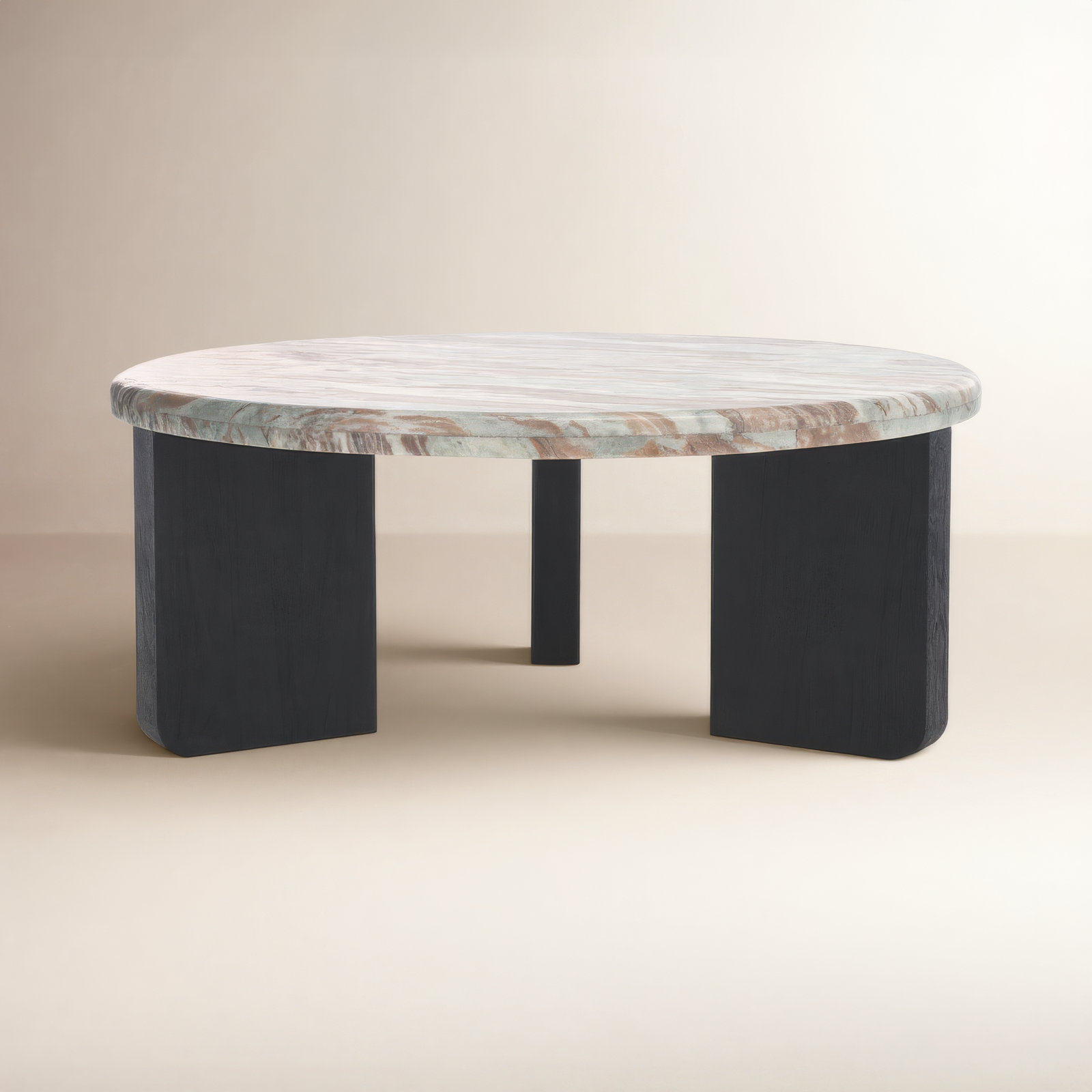 Bryony 38" Genuine Marble Coffee Table, Black