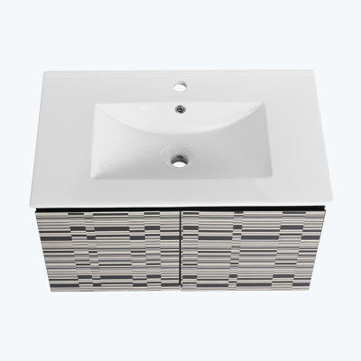 30'' Floating Wall-Mounted Bathroom Vanity With Ceramics Sink & Soft-Close Cabinet Door -  Ebern Designs, 83842C6E2EFA455FB5B0D03258A73BEA