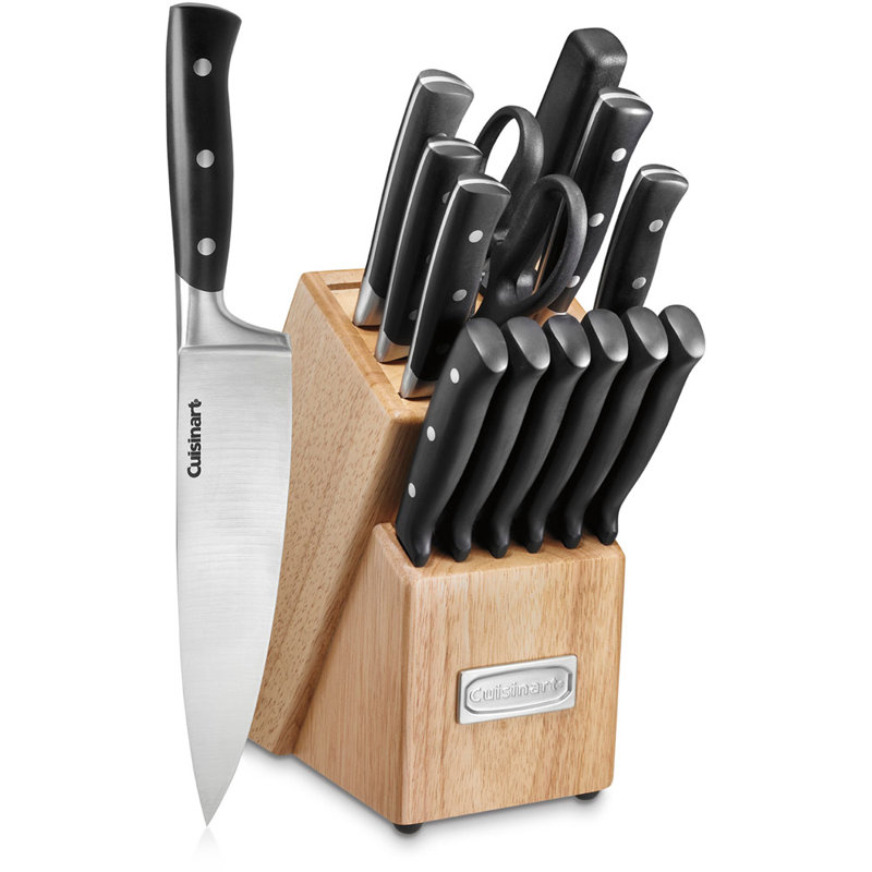 Cuisinart 15 Piece Knife Set with Block, High Carbon Stainless Steel, Forged Triple Rivet