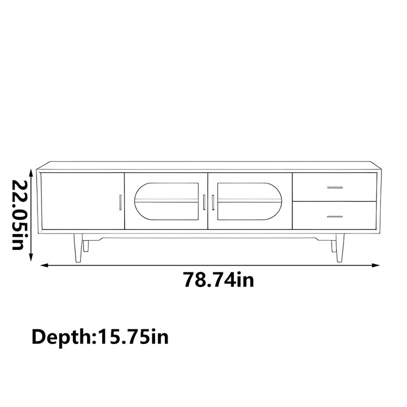 Modern simple solid wood TV cabinet, 78.74"