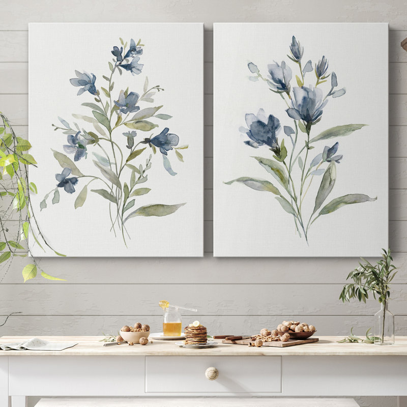 Linen Botanical III - ensemble de 2 reproductions d'art, H 8 po x l 12 po, Toile tendue, Sans cadre
