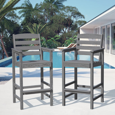 Dalson Plastic Bar Stool Adirondack Chair Set