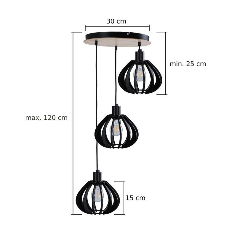 Parma 3 - Light Cluster Pendant, Black
