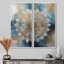 Bleu sarcelle et mandala doré III - motifs géométriques boho mandala sur toile, 2 panneaux