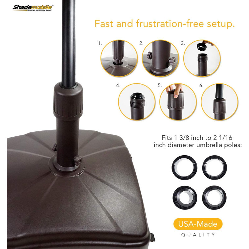 Lilian Rolling Free Standing Patio Umbrella Base, Bronze