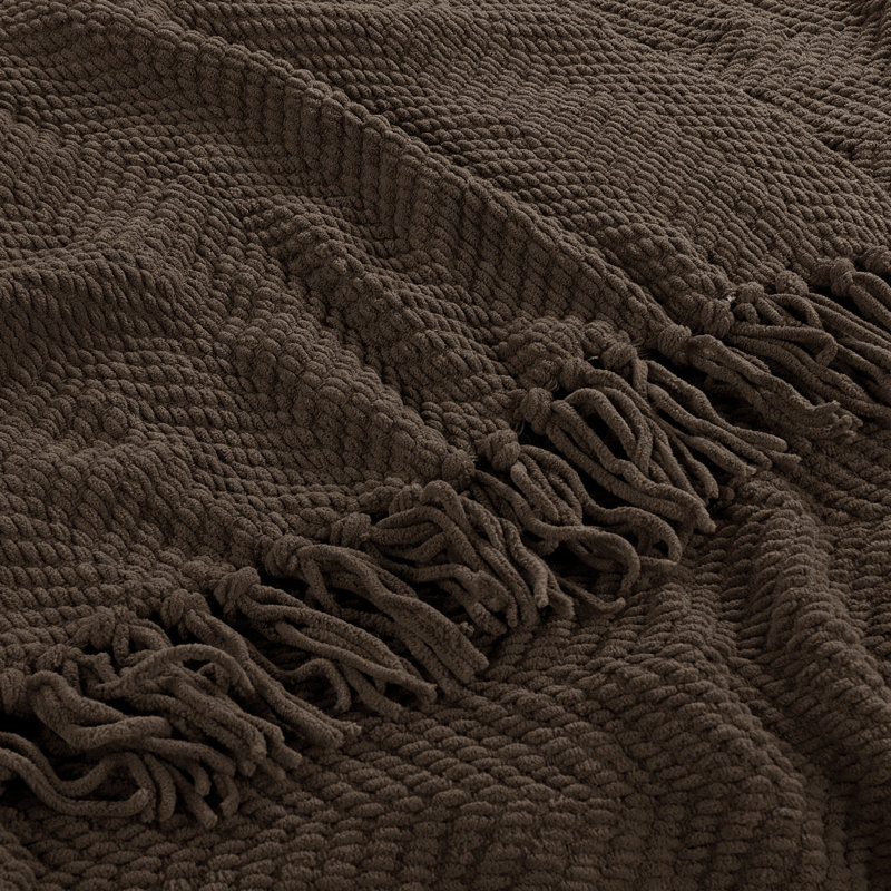 Jeté en tricot de tweed, Brun, 50 po x 60 po
