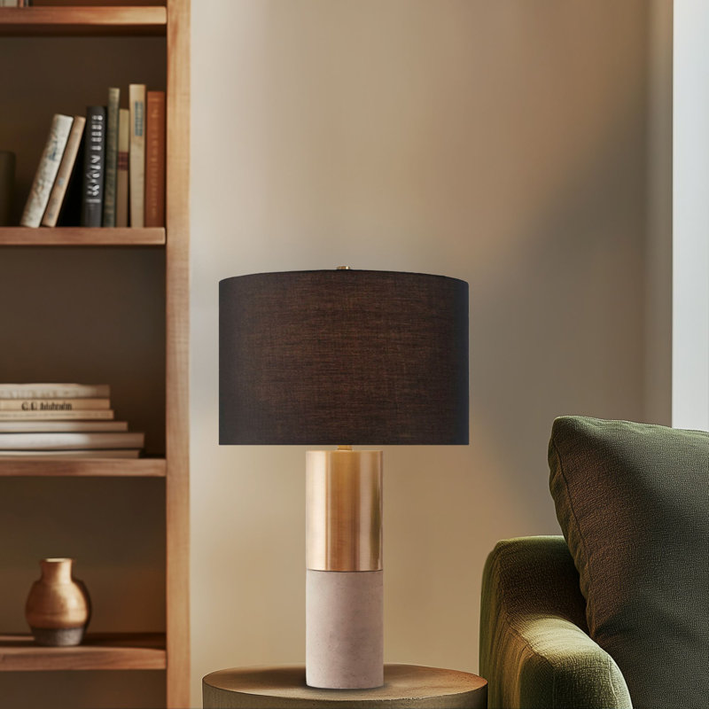 Fulton Metal and Concrete Table Lamp, Gold/Gray/Black