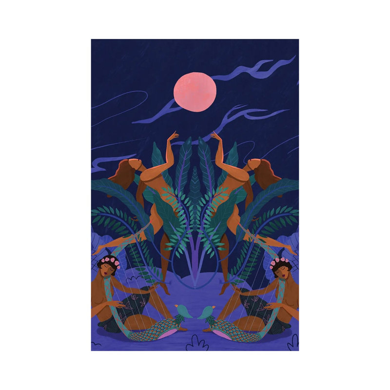 Pink Moon by Arty Guava - Wrapped Canvas Painting, 66.04 cm H x 45.72 cm W x 1.91 cm D