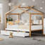 Cadre de lit maison en bois blanc-1305449646