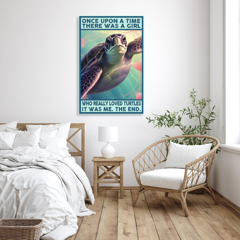«Who Really Love Turtles», reproduction d'art rectangulaire sur toile tendue 1 pièce, H 20 po x l 16 po x P 1,25 po
