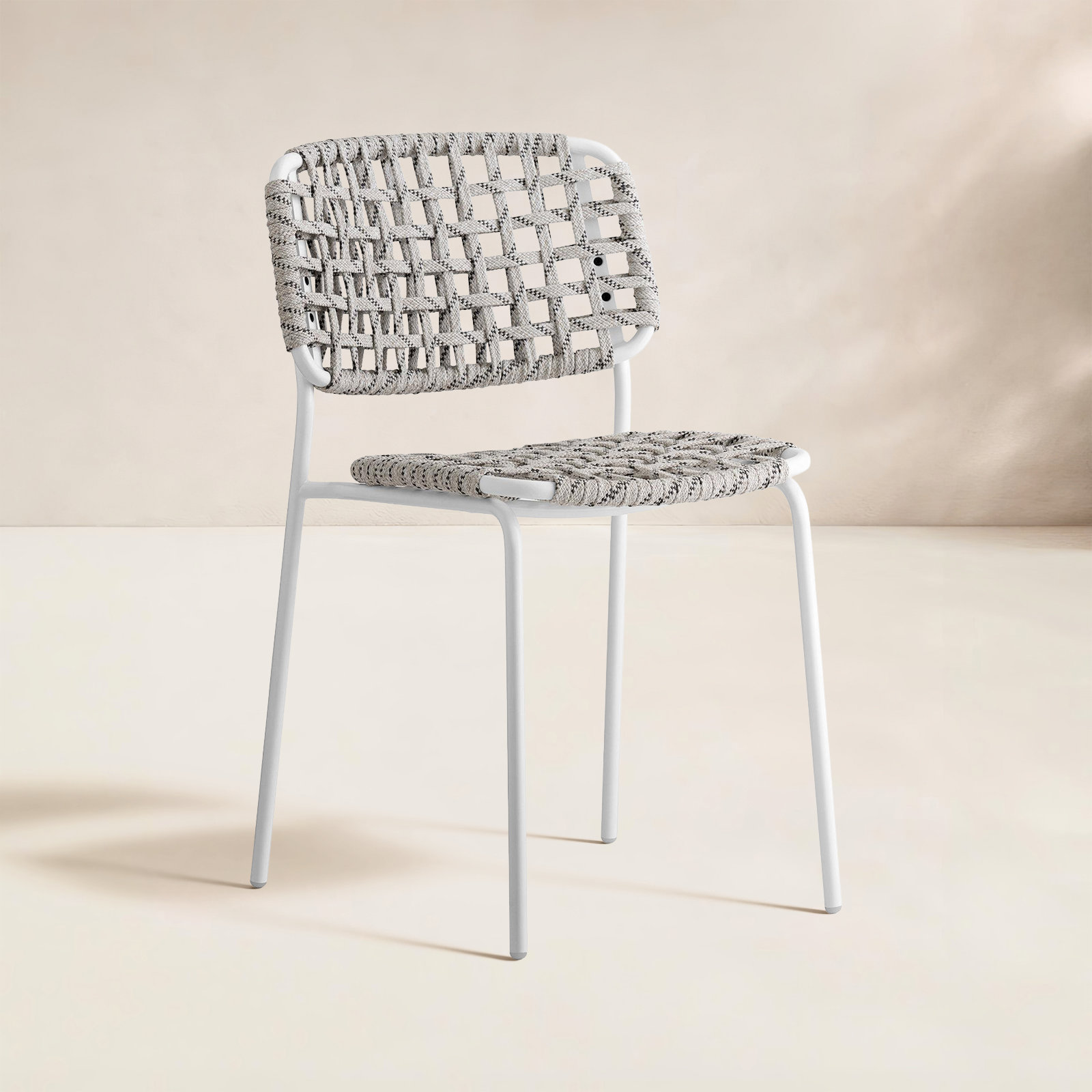 Yo! Stackable Patio Side Chair, Sand/White