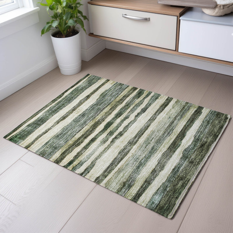 Premium Machine Washable Lyndhurst AMF1191 Stripes Rug, Rectangle 1'8" x 2'6"