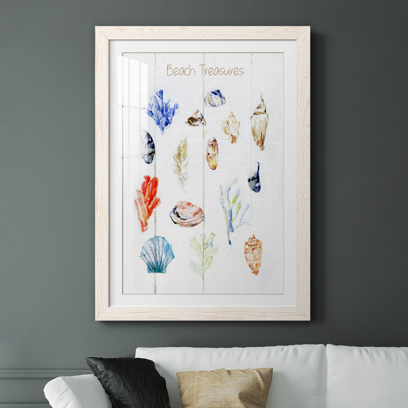 " Beach Treasures " Painting Print, 31.5" H x 23.5" W x 1.5" D, White Framed Paper