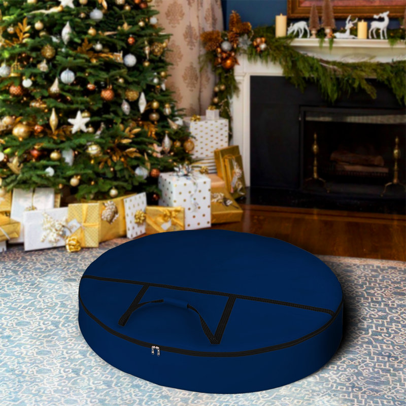 Sac de rangement robuste pour couronne de Noël à fermeture à glissière robuste, support de couronnes de guirlande robuste et durable