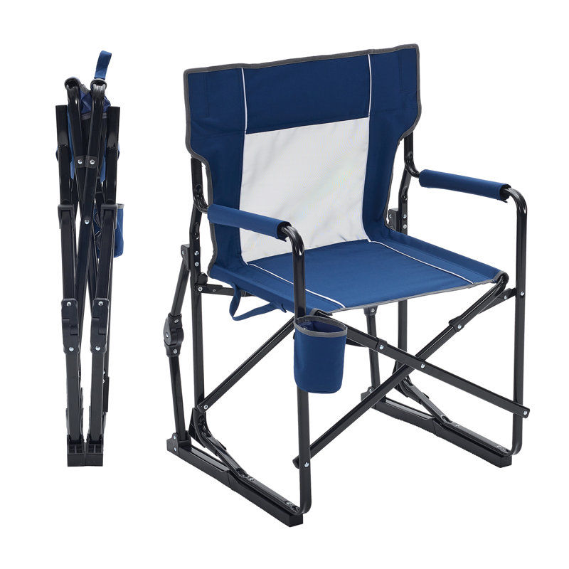Chaise berçante d'extérieur avec porte-boisson Freestyle, Bleu