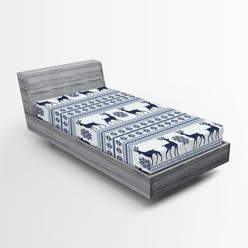 Ensemble de 2 draps-housses Ambesonne Nordic, Drap-housse de taille simple