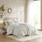 3 Pcs Full/queen Chenille Cotton Printed Comforter , Sage/ Color, Global Inspired Print, And , Matching Shams With Back Overlap