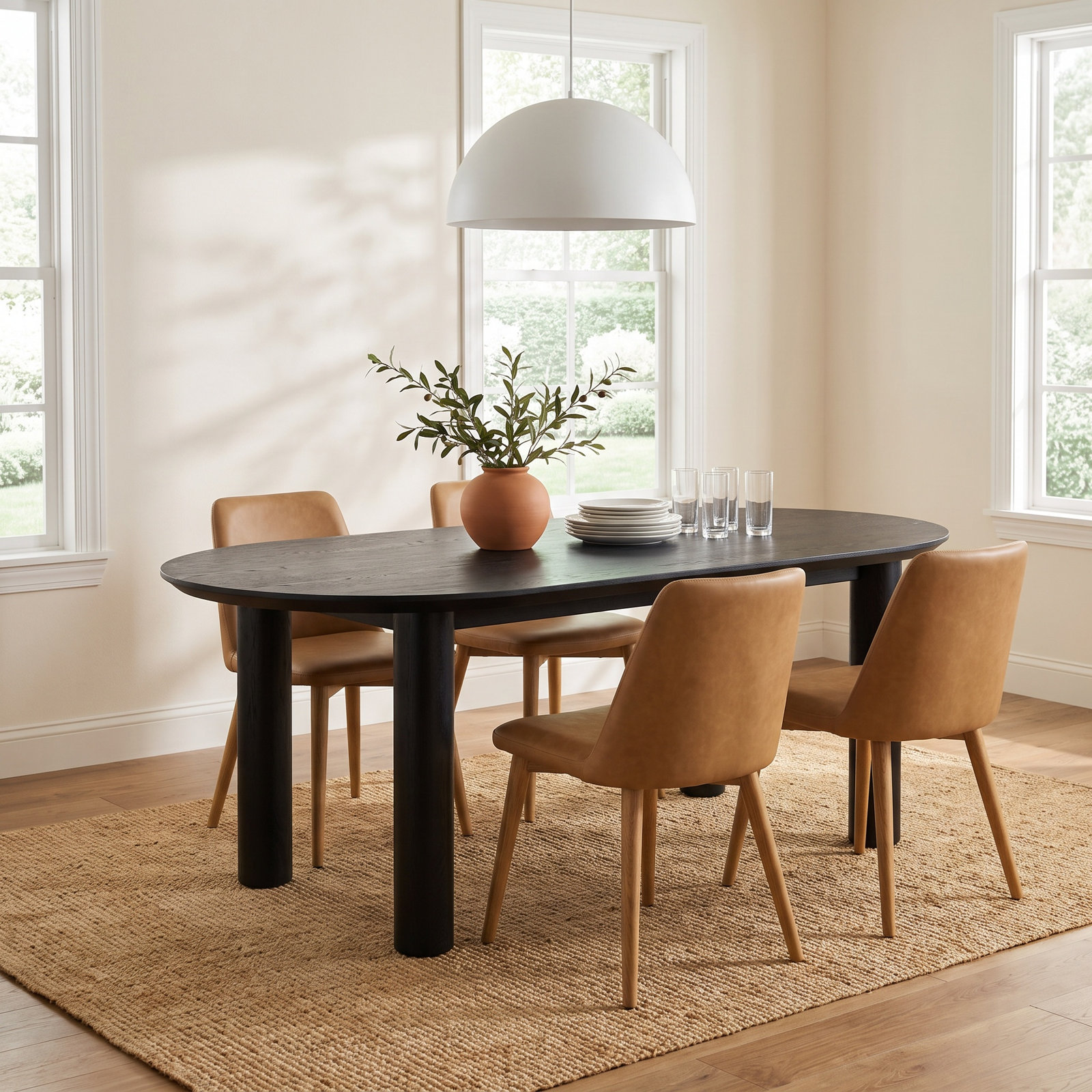 79" Oak Dining Table, Black