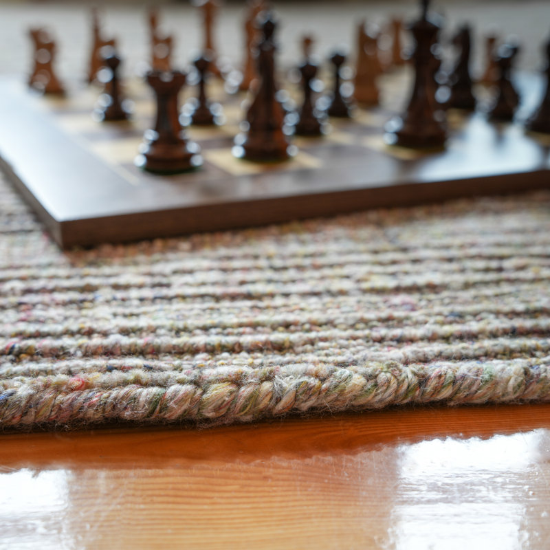 Jarven Solid Colour Wool Hand Woven Area Rug, Taupe, Rectangle 160 x 230cm