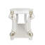 Table rectangulaire avec pieds à volutes, bois synthétique blanc, tablette inférieure pour la maison, table au fini perle antique, blanc, pieds complexes et espace de rangement