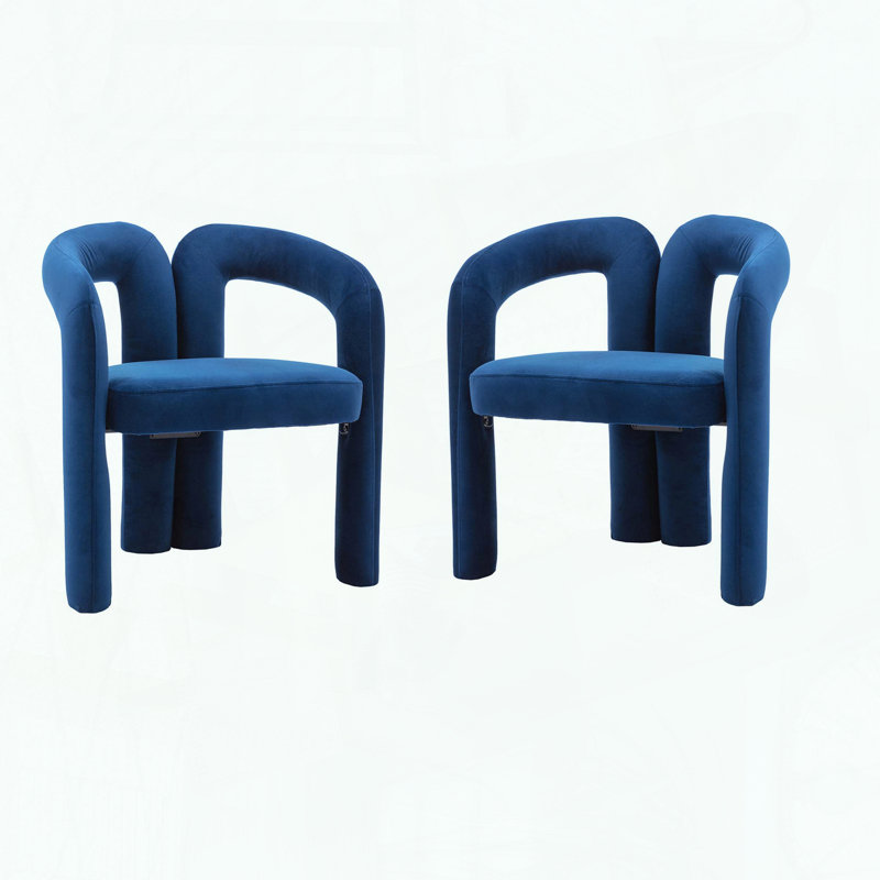 Chaises d'appoint tonneau en velours Contemporary - ensemble de 2, Marine