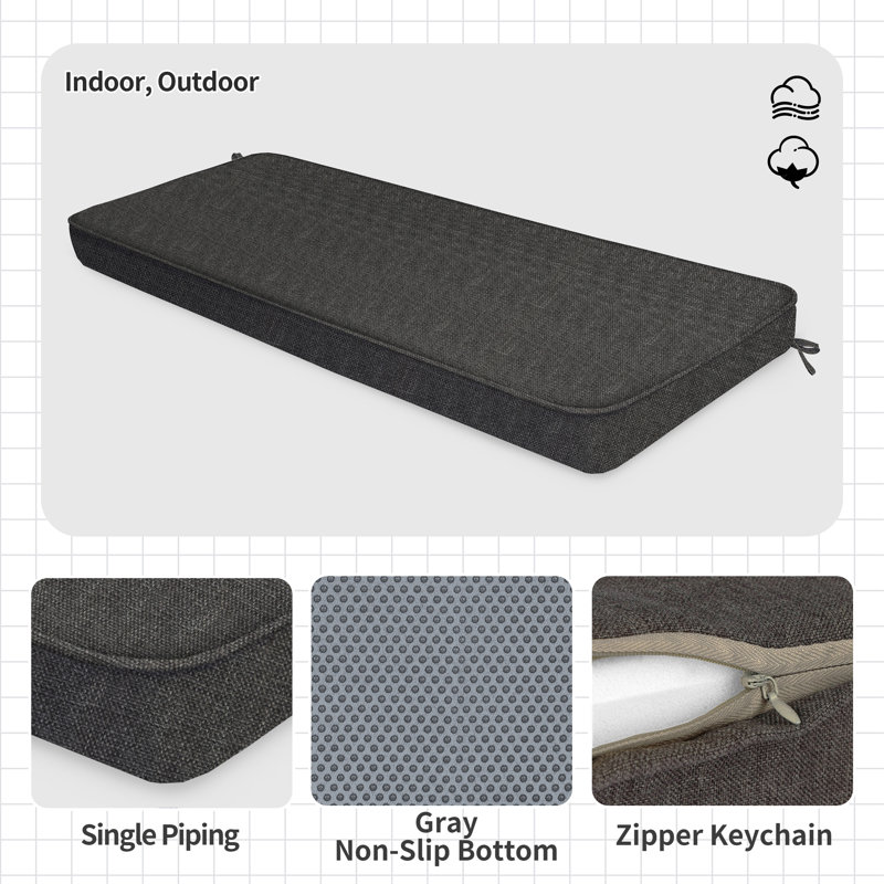 4'' H Customizable Bench Cushion For Indoor/Outdoor Furniture/Chair/Window Seat, Premium 75D High-Resilience Foam, 100" W