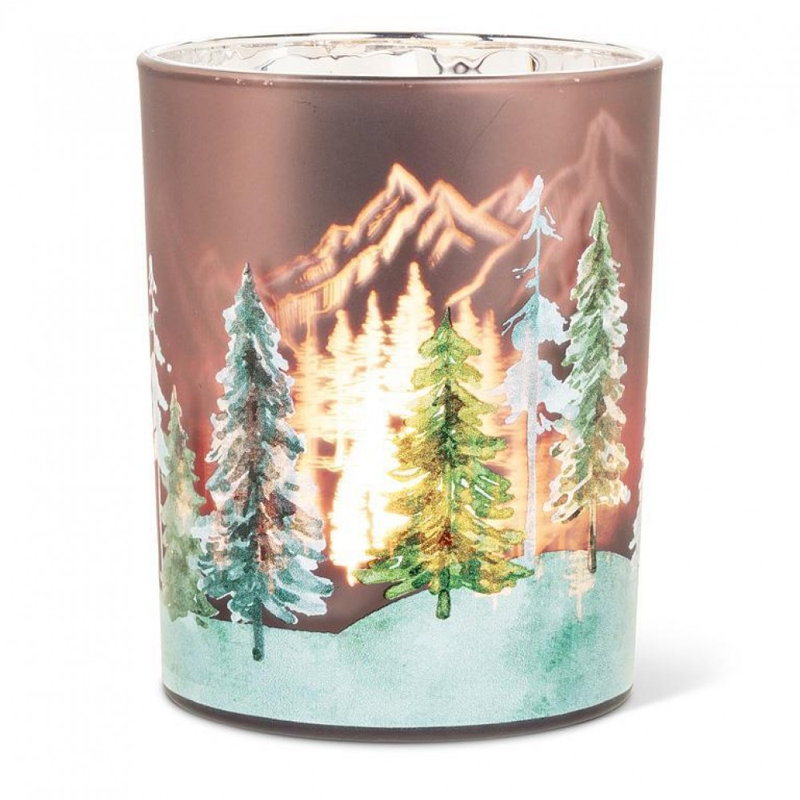 Porte-bougie moyen avec arbres givrés