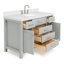 Meuble-lavabo simple 48 po avec plateau en quartz blanc Abbate-85364162