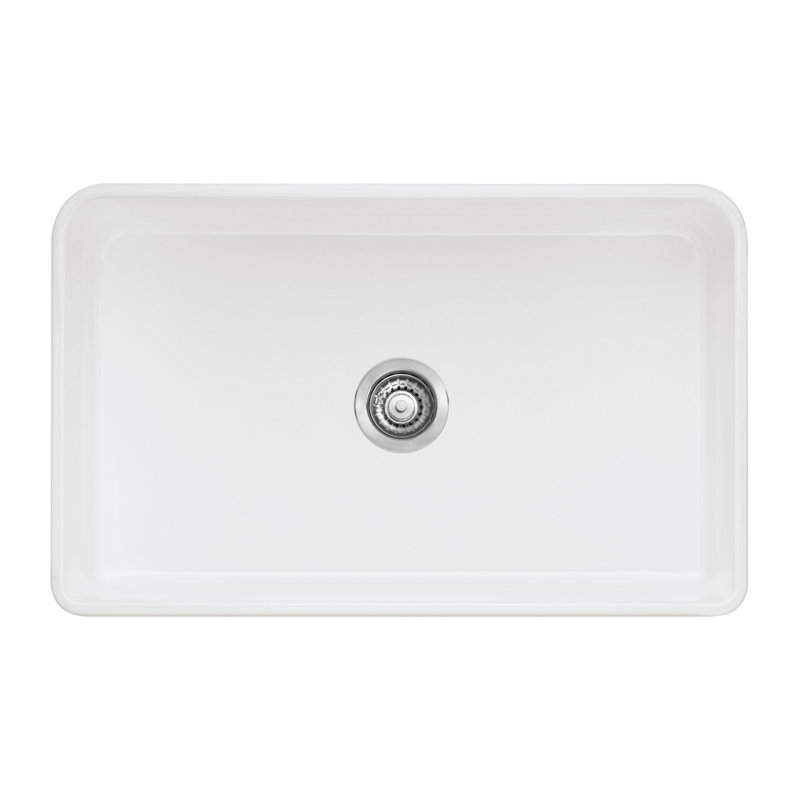 Cerana 30" L x 19.19'' W Single Bowl Fireclay Farmhouse Sink, White