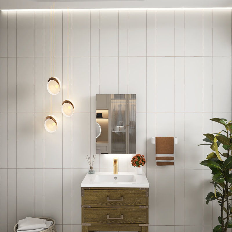 Armoire à pharmacie en aluminium sans cadre à fixation en surface de l 16 po x H 24 po avec porte à charnière gauche, miroir sans cuivre et tablettes en verre?